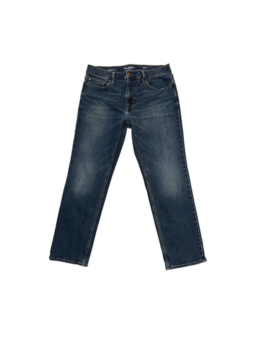 GoodFellow Total Flex Straight Jeans Womens 32W X 30L Blue Distressed Denim
